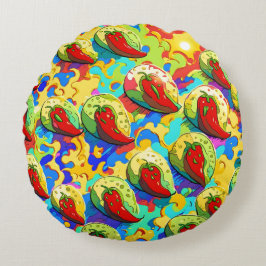 Kiwi Inferno - Ananas-Reich Rundes Kissen
