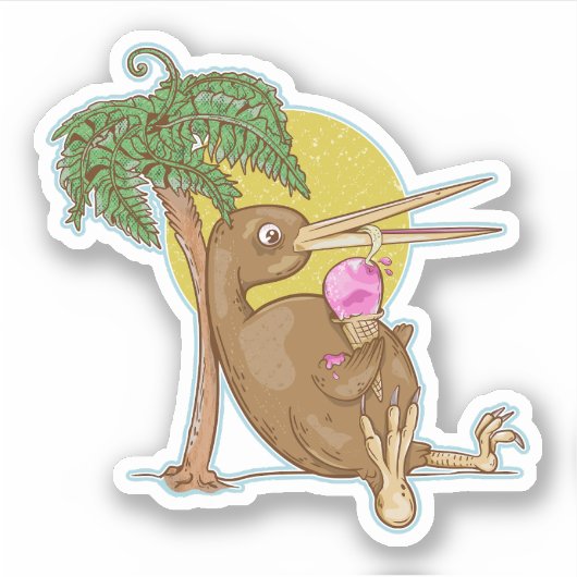 Kiwi isst Eiskrem Aufkleber (Vorderseite)