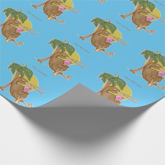 Kiwi isst Eiskrem Geschenkpapier (Ecke)