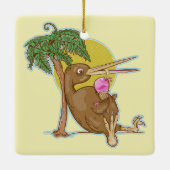 Kiwi isst Eiskrem Keramikornament (Rückseite)
