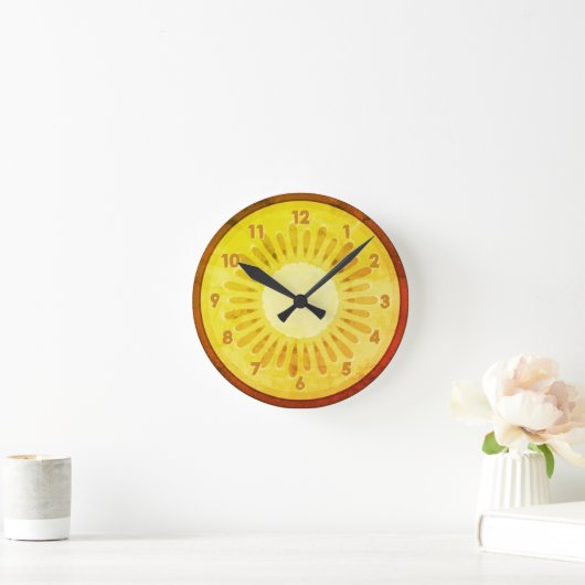Kiwi Lemon Fruit Slice Runde Wanduhr (Zuhause)