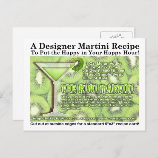 Kiwi Martini Rezept Postkarte (Vorne/Hinten)