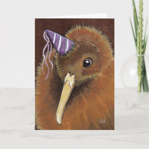 Kiwi mit Partyhut - Vogelkunst Personalisierbare K Karte