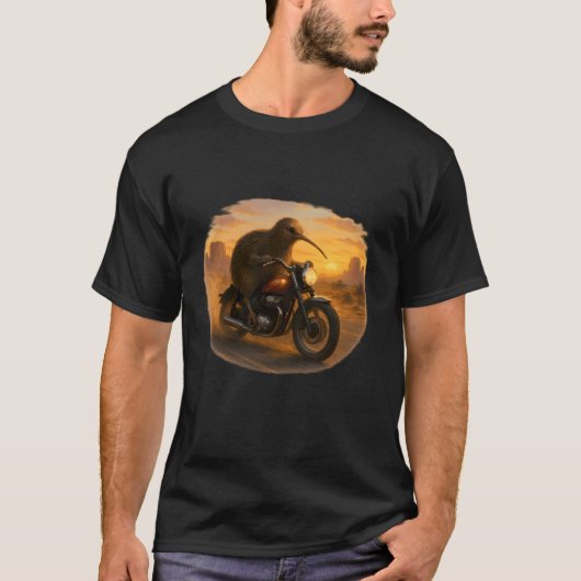 Kiwi Motorcycle Sunset T-Shirt (Vorderseite)