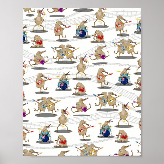 Kiwi Music Pattern Poster (Vorne)