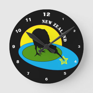 Kiwi - New Zealand Bird & Bro Travel (Uhr) Runde Wanduhr
