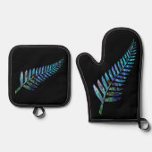 KIWI NEW ZEALAND FERN PAUA OFENHANDSCHUH & Topflappen-Set (Vorderseite)