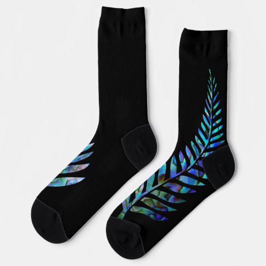 KIWI NEW ZEALAND FERN PAUA SOCKS SOCKEN (Linkes Detail)