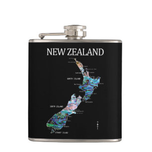 KIWI NEW ZEALAND KIWI MAP PAUA FLACHMANN