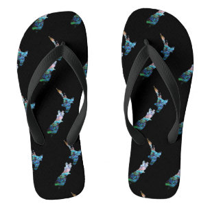 KIWI NEW ZEALAND MAP PAUA BADESANDALEN