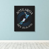 KIWI NEW ZEALAND MAP PAUA LEINWANDDRUCK (Insitu (Holzboden))