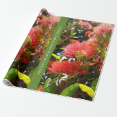 KIWI NZ RED GREEN POHUTUKAWA BLUME XMAS MESSAGE GESCHENKPAPIER (Ungerollt)