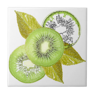 Kiwi, Obst, Grün, Scheiben, frisch, grün und wei Fliese