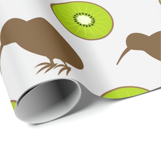 Kiwi-Papier zum Umschlag von Vögeln und Früchten Geschenkpapier (Rolleneckpunkt)