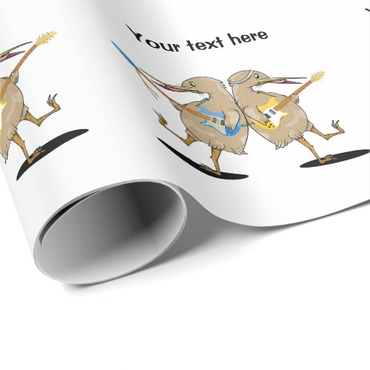 Kiwi Playing Gitarre Geschenkpapier (Rolleneckpunkt)