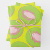 Kiwi Pop Art Frucht Muster in Chartreuse und Rosa Geschenkpapier Set (Beispiel)