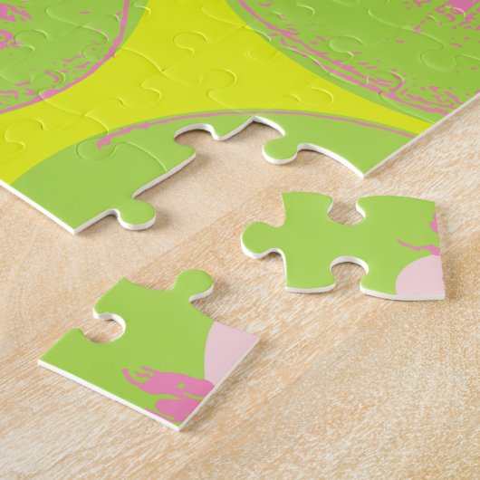 Kiwi Pop Art Frucht Muster in Chartreuse und Rosa Puzzle (Seite)
