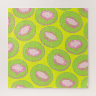 Kiwi Pop Art Frucht Muster in Chartreuse und Rosa Puzzle