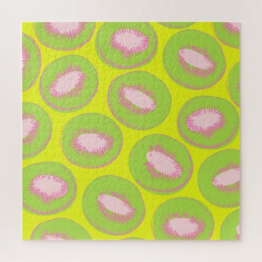 Kiwi Pop Art Frucht Muster in Chartreuse und Rosa Puzzle (Vertikal)