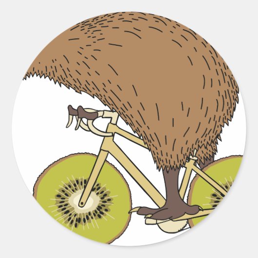 Kiwi Rad mit Kiwi Rädern Runder Aufkleber (Vorderseite)