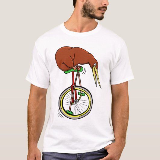 Kiwi reiten Einradfahren mit langen Polen T-Shirt (Vorderseite)