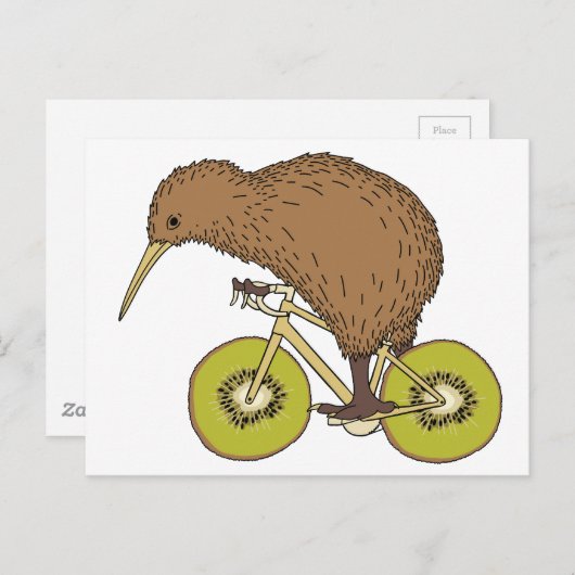 Kiwi-Reitfahrrad mit Kiwi-Rädern Postkarte (Vorne/Hinten)