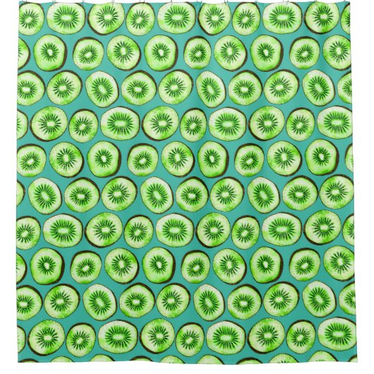Kiwi-Scheiben auf Türkis Duschvorhang (Vorderseite)