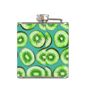 Kiwi-Scheiben auf Türkis Flachmann (Rückseite)