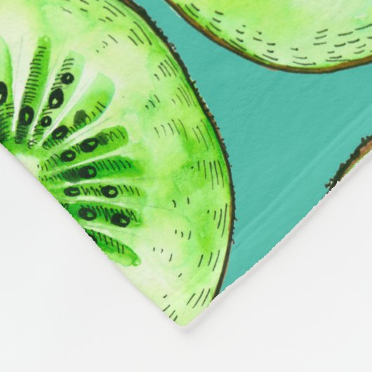 Kiwi-Scheiben auf Türkis Fleecedecke (Ecke)