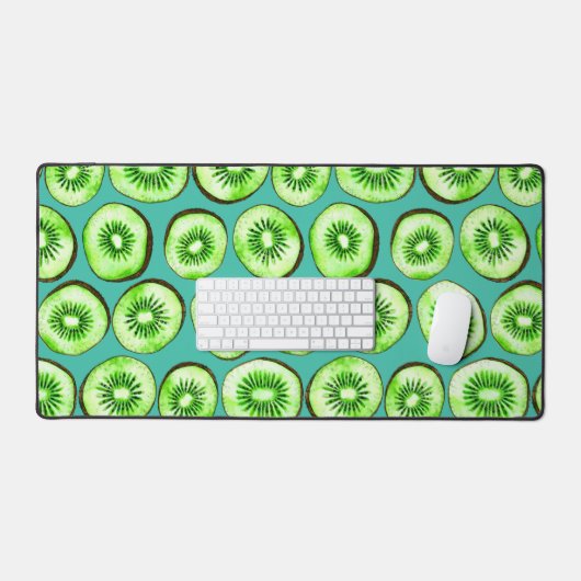Kiwi-Scheiben auf Türkis Schreibtischunterlage (Tastatur & Maus)