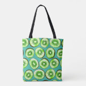 Kiwi-Scheiben auf Türkis Tasche (Rückseite)