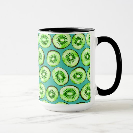 Kiwi-Scheiben auf Türkis Tasse (Rechts)