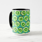 Kiwi-Scheiben auf Türkis Tasse (Vorderseite Links)