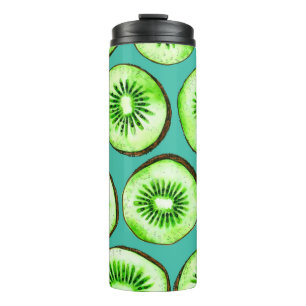 Kiwi-Scheiben auf Türkis Thermosbecher