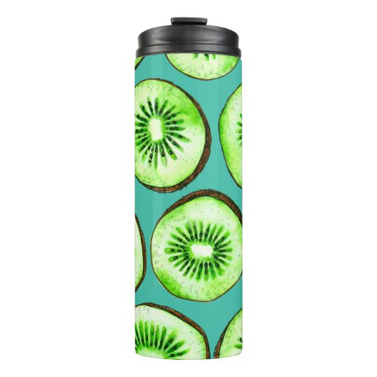 Kiwi-Scheiben auf Türkis Thermosbecher (Vorderseite)