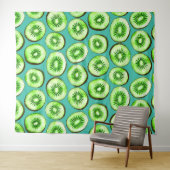 Kiwi-Scheiben auf Türkis Wandteppich (Beispiel (Horizontal))