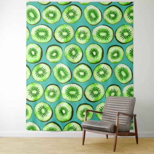 Kiwi-Scheiben auf Türkis Wandteppich (Beispiel)