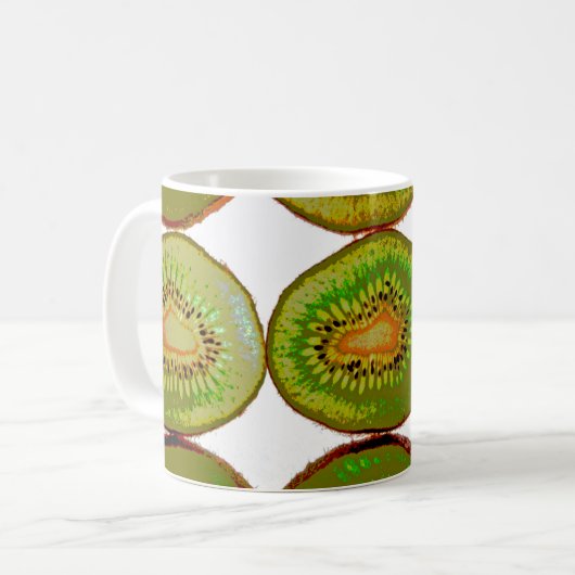 Kiwi-Scheiben Kaffeetasse (Vorderseite Links)