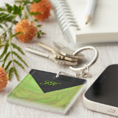 Kiwi-Schlag-grünes und schwarzes Monogramm Schlüsselanhänger (Vorderseite rechts)