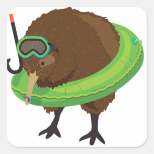 Kiwi Simile Book Characters Quadratischer Aufkleber