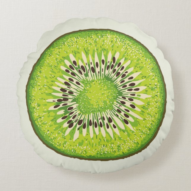 Kiwi Slice-Illustrationsmuster Rundes Kissen (Vorderseite)