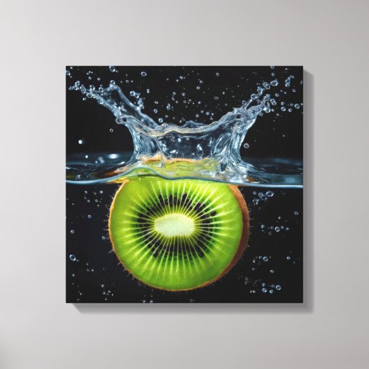 Kiwi Slice Splashing in Wasser Leinwanddruck (Vorderseite)