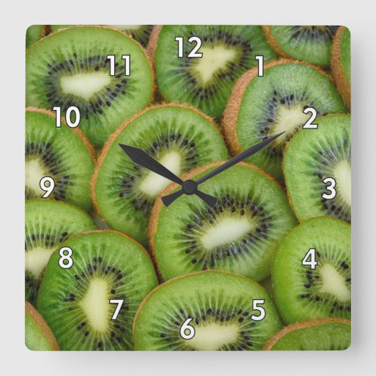 KiWi-Slices Quadratische Wanduhr (Vorderseite)