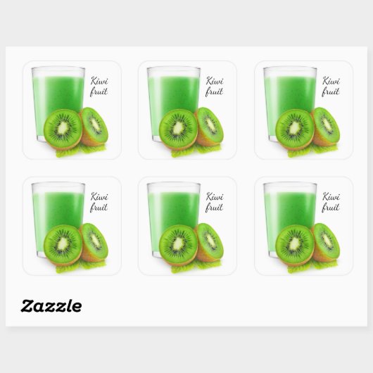 Kiwi Smoothie Quadratischer Aufkleber (Blatt)
