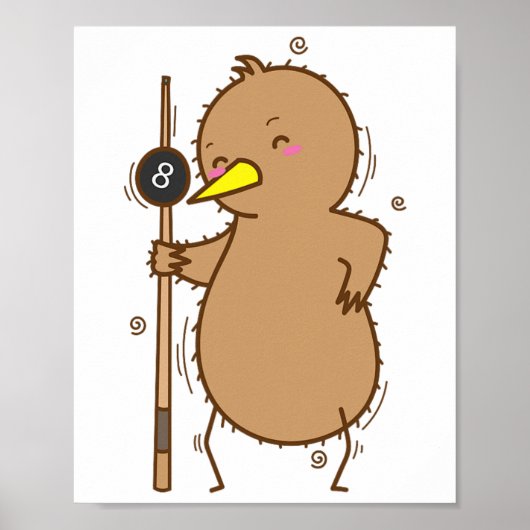 Kiwi spielt Bird and Frucht mit Billard Poster (Vorne)