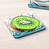 Kiwi Splash of Freshness Getränkeuntersetzer (Linke Seite)