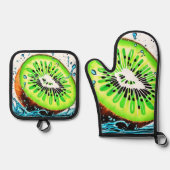 Kiwi Splash of Freshness Ofenhandschuh & Topflappen-Set (Vorderseite)