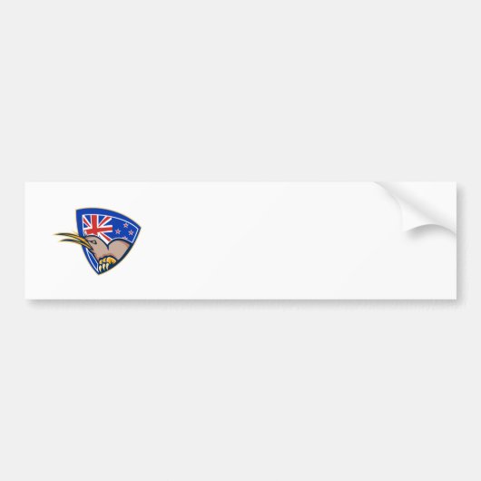 Kiwi-Vogel-Neuseeland-Flaggen-Schild Retro Autoaufkleber (Vorne)