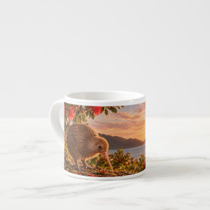 Kiwi-Vogel Pohutukawa Neuseeland Weihnachtsgeschen Espressotasse