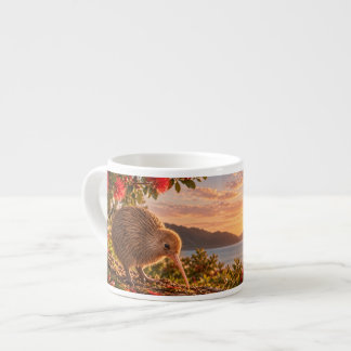 Kiwi-Vogel Pohutukawa Neuseeland Weihnachtsgeschen Espressotasse